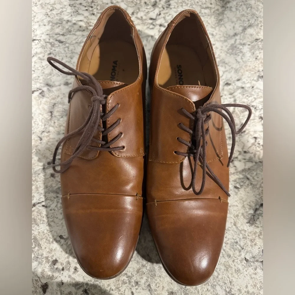 Sonoma Shoes Men’s 12M Brendan Dress Derby Oxford Brown Faux Leather Lace Up
